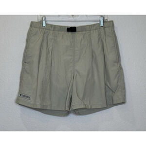 Columbia Casual Swim Shorts Mens Size Medium‎ Khaki Elastic Belted Waist Pockets